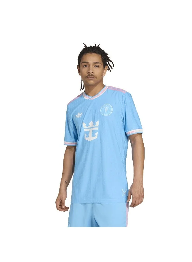 اديداس قميص رجالي أزرق قصير الأكمام